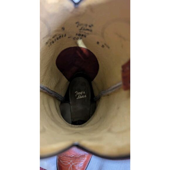 VINTAGE USA TONY LAMA BROWN Leather BOOTS SIZE 8D WESTERN ENGINEER Trail Boss - Picture 11 of 12